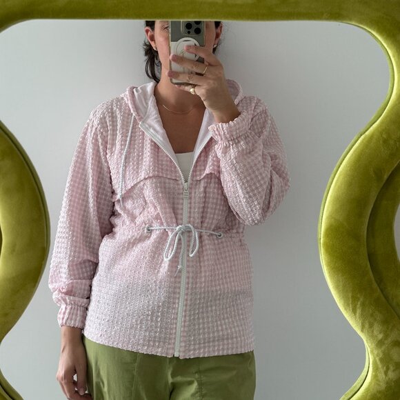 Sold & Striped Pink Gingham Wind Breaker Jacket - Picture 2 of 9